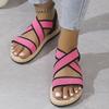 Fashion Ladies Shoes 2025 Fashion Open Toe Women's Sandals Summer Elastic Band Casual New Plus Size Color Matching Light Flat Sandals