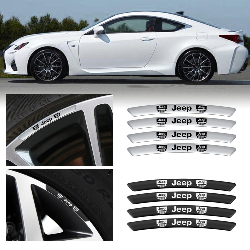 4pcs Car Emblem Wheel Hub Stickers Tire Rim Badge Decal Decoration Accessories For JEEP Grand Cherokee Renegade Compass Wrangler AJP1