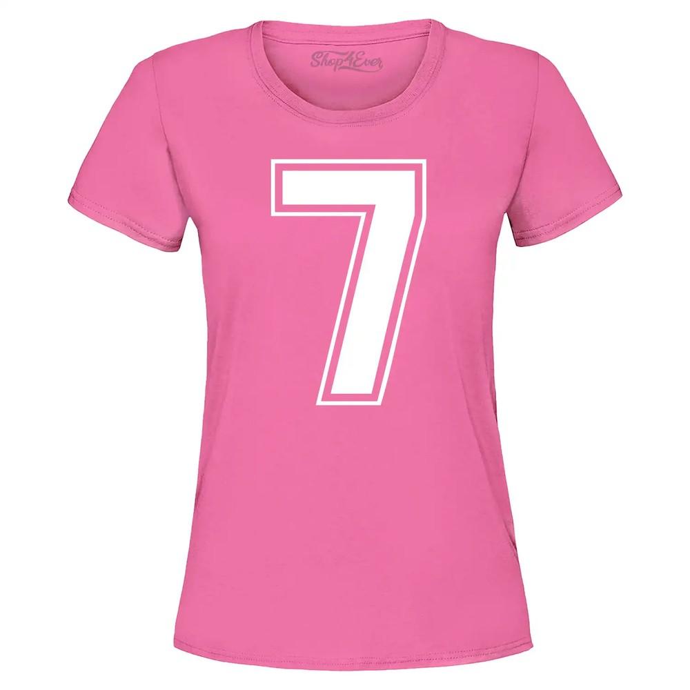 

7 Seven Varsity Number Women s T-Shirt Funny Number Meme Shirt 2XL