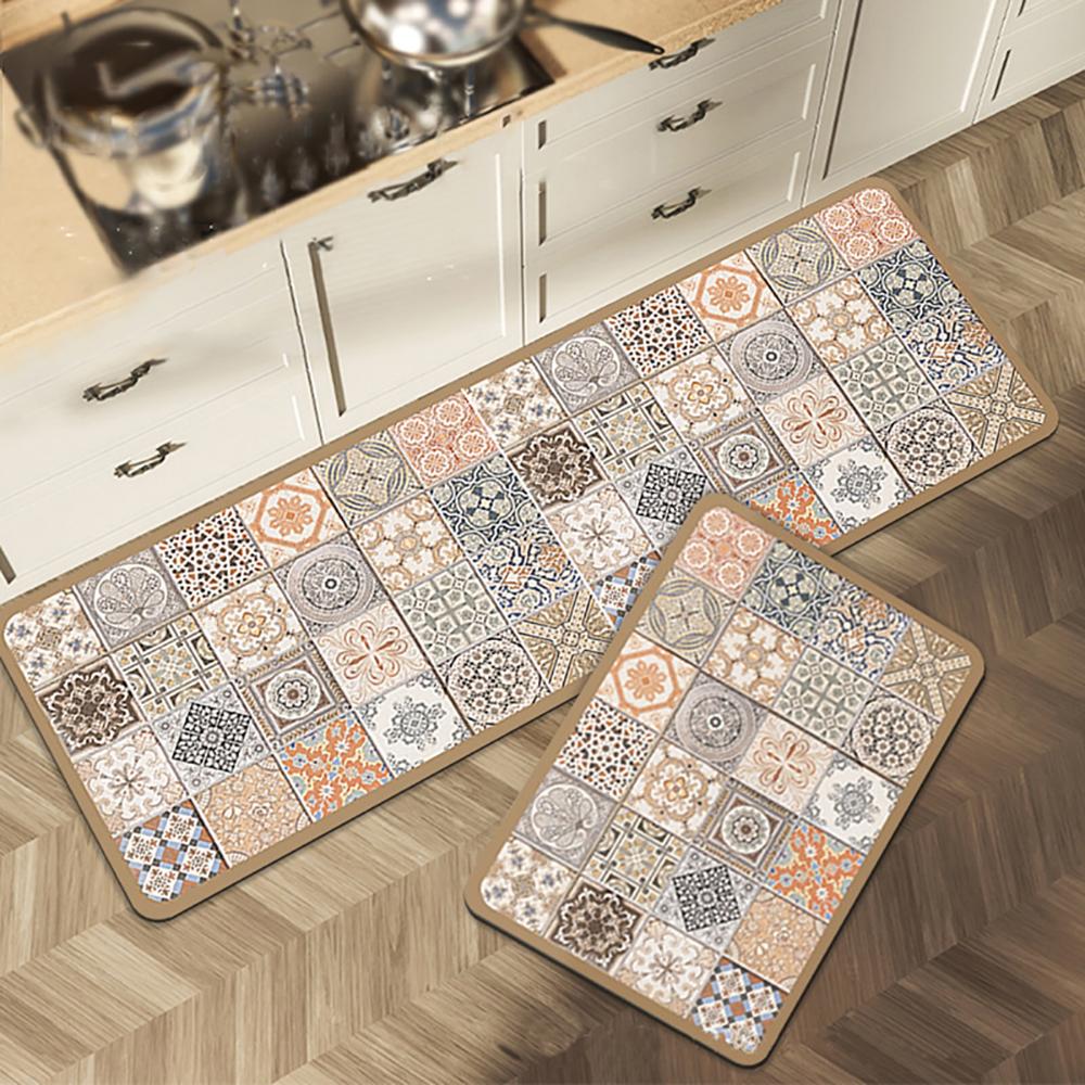 1/2PCS Kitchen Oil-Resistant Floor Mat, Bathroom Absorbent Quick-Drying Carpet, Anti-Slip Doormat For Home Decoration