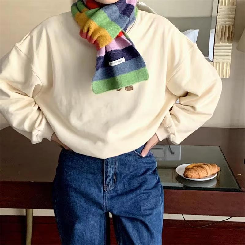 Rainbow Stripes Cashmere Scarf Women Macaron Warm Knitted Adult Children Scarf Luxury Autumn Winter Pashmina Short Shawl Wrap