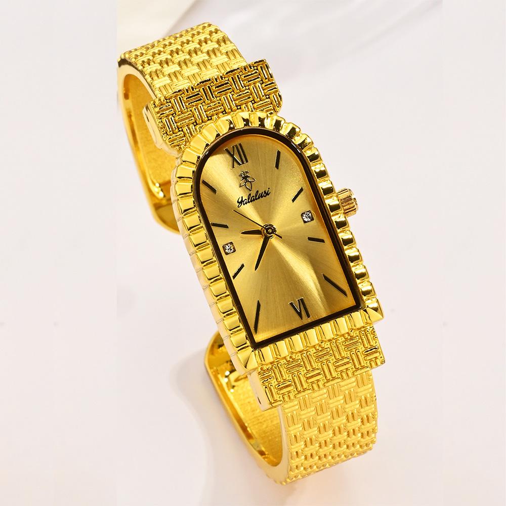 Yalalusi Bracelet Watch Vintage Women's Square Watch Classic Women's Wristwatch Diamond-Set Women's Watch IPG Vacuum Plating