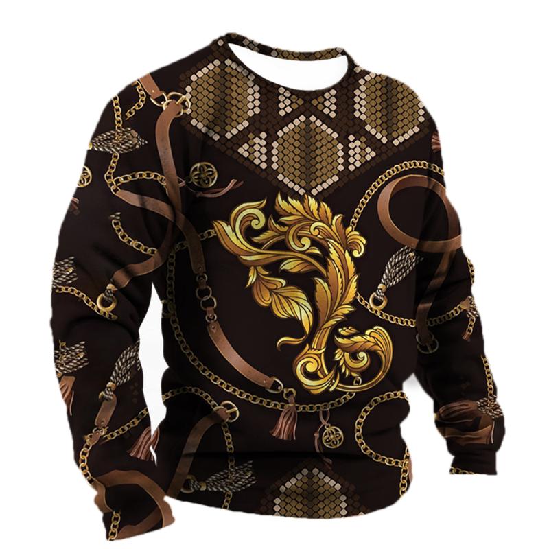 Men's T-shirt Baroque Graphics Fashion Printed T-Shirt Street O-neck Casual Clothes Oversized Top Men's Outdoor T-Shirt Pullover