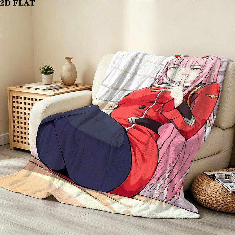 1 Stück Franxx Zero Two Gemustert Flanell Decke Geeignet für Alle Jahreszeiten Für Heimdekoration Wärme Und Komfort Geschenke Feiertagsgeschenk