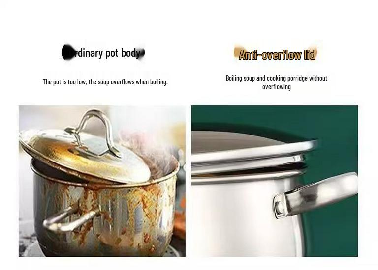 Thickened Stainless Steel Composite Bottom Stew Pot for Camping and Household Use