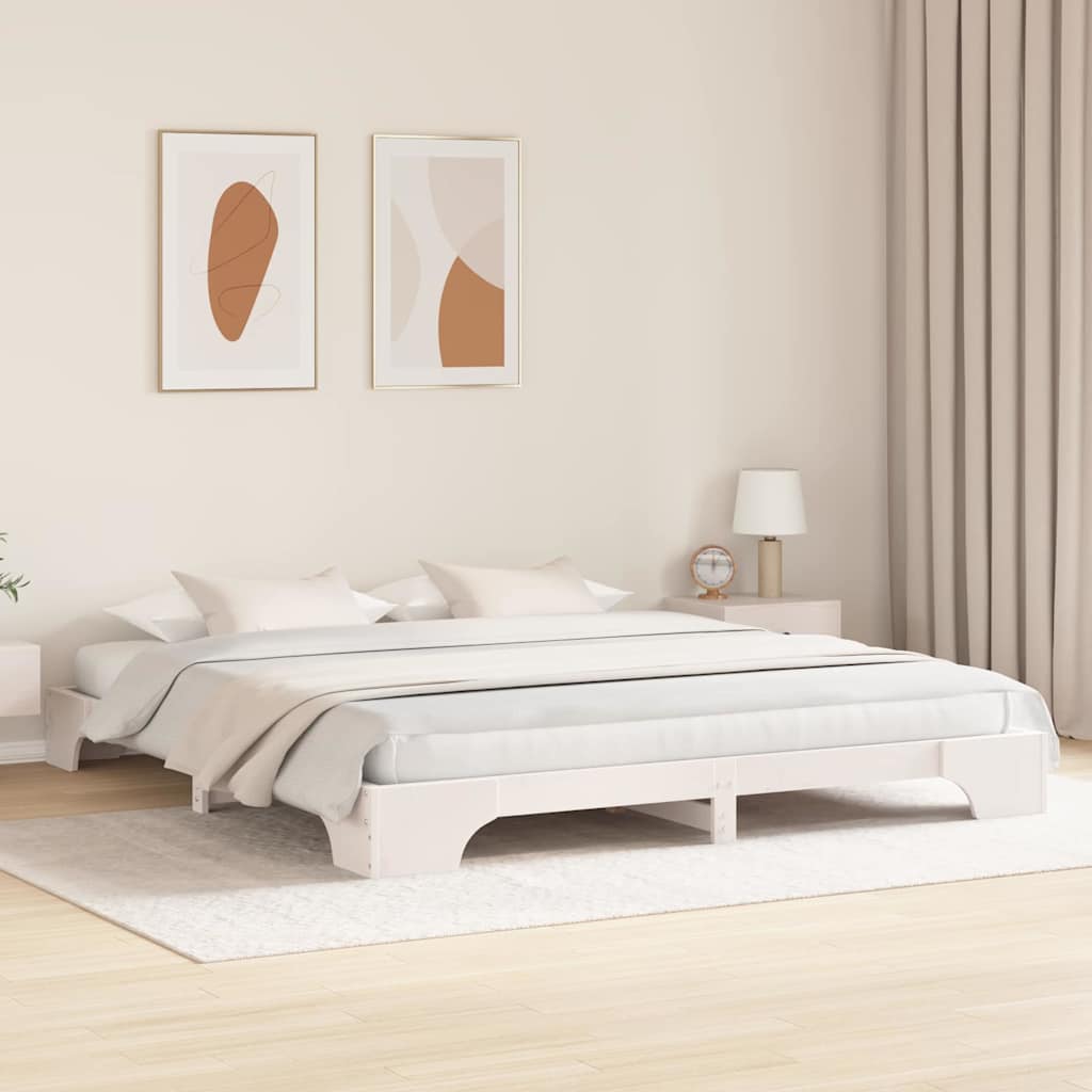 Bed Frame White 180 x 200 cm Solid Pine Wood