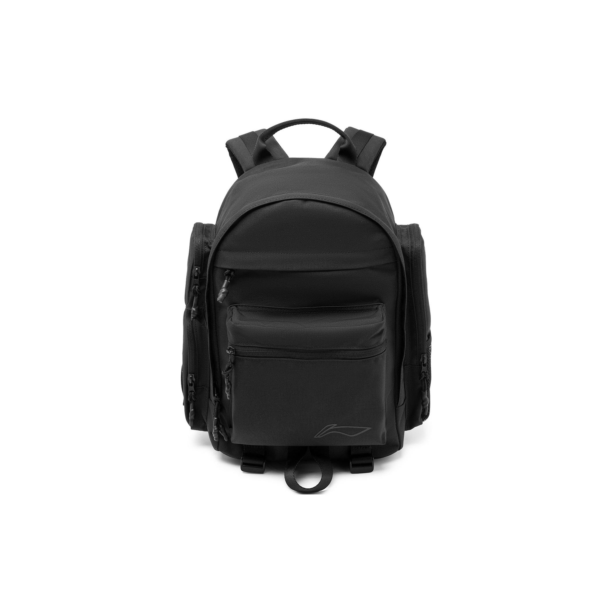 Li-Ning Sports Lifestyle Series Water-Resistant Eco-Friendly Zipper Closure Polyester Sports Backpack Unisex Backpack Black ABSU157-1 Black