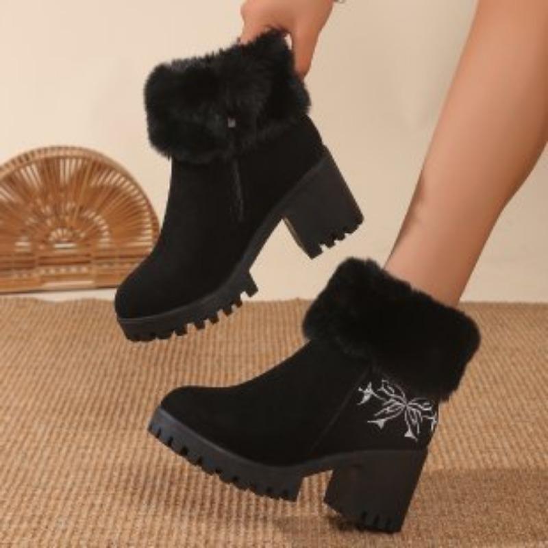 Women's lining padded warm cold does not tired feet heightening soft elastic comfortable shock absorption waterproof non-slip casual snow Martin boots