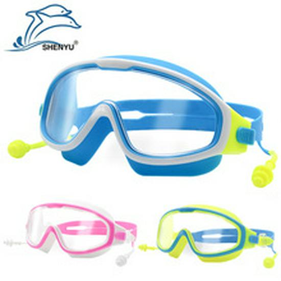 Shenyu Anti-Fog HD Swim Goggles Set: Includes Electroplated Goggles, Silicone Nose Clip, Earplugs, and PU Swim Cap.