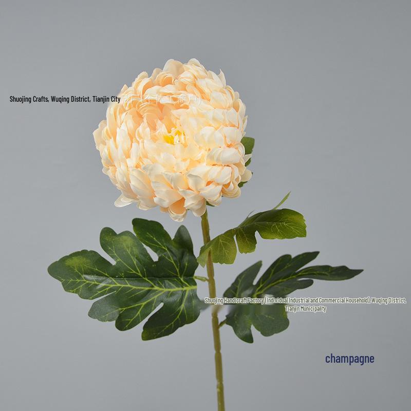 Elegant Chrysanthemum Single Stem: Multi-Layered Artificial Floral Art for Hotel Entrances & Photography Décor.