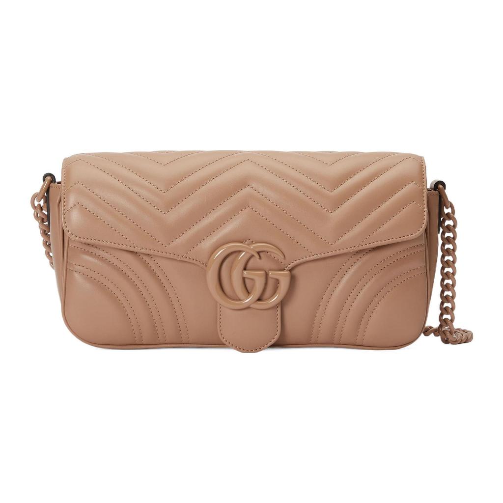 Gucci GG Marmont Quilted Leather Shoulder Bag Beige Gold Hardware Chain Crossbody Handbag for Women Daily Commute Party 734814-DAAAI-2747