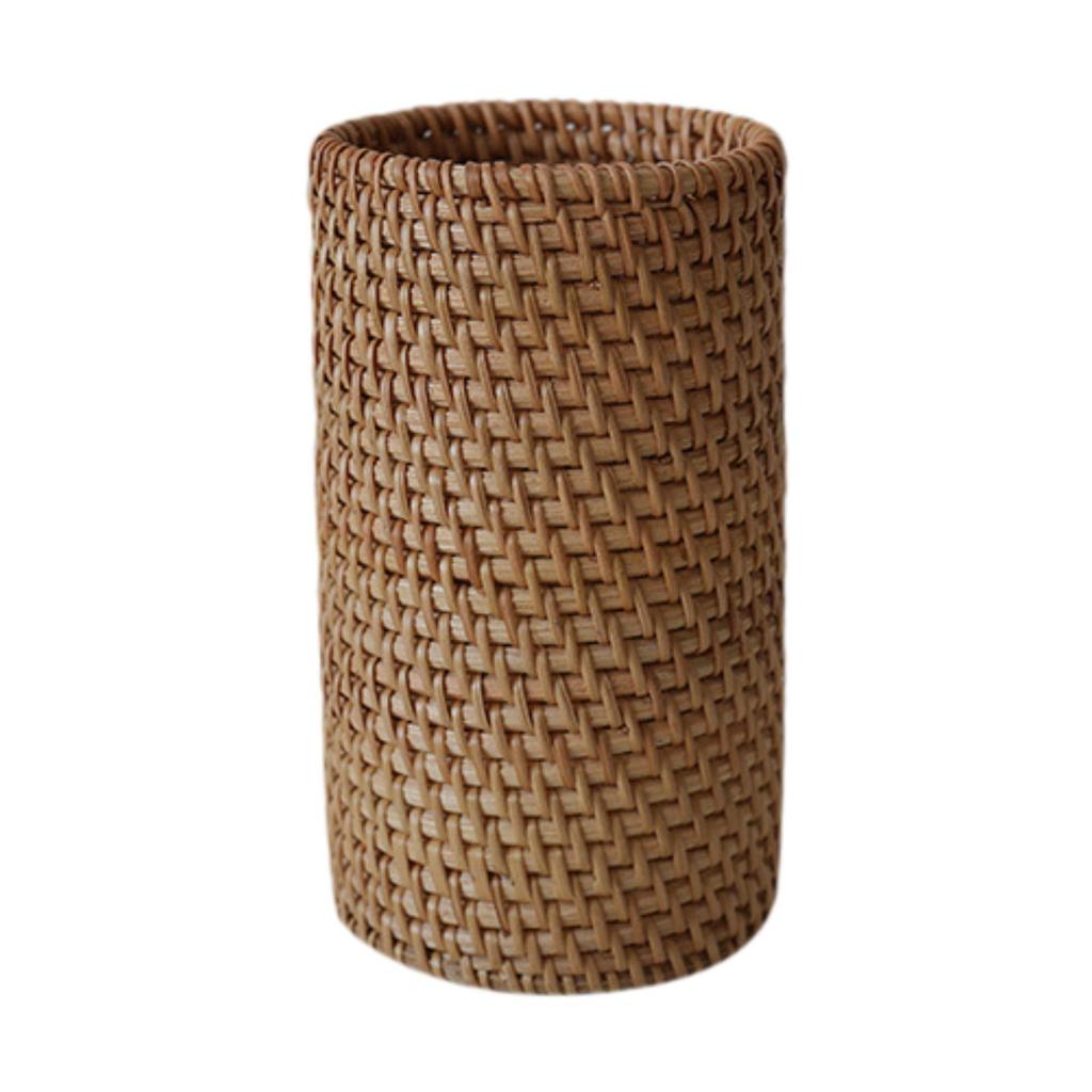 Rattan Blumenvase Tischdekorationen Foto-Requisite Gewebter Pflanztopf Dekorationen für Innen Wohnzimmer Eingangsbereich Schreibtisch Beistelltisch