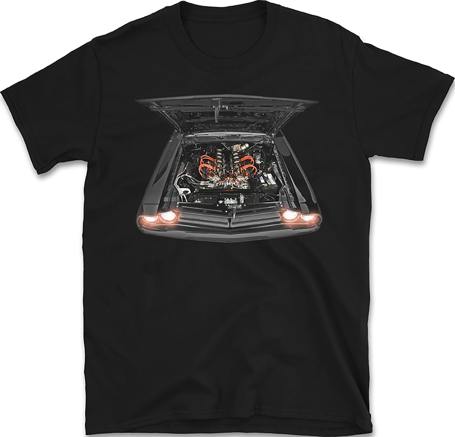 American Muscle Car Challenger 1971 Engine View T-Shirt S