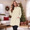 Women's Casual Flannel Polka Dot Print Pullover Top Long Sleeve Round Neck with Pockets