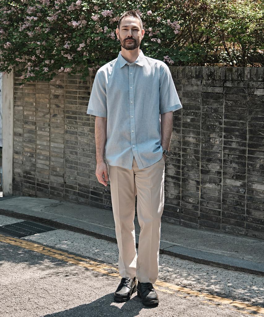 Stico Diems Small Check Linen Blend Short Sleeve Shirt_Mint (Easy Fit)_Ddsxb03Ecm