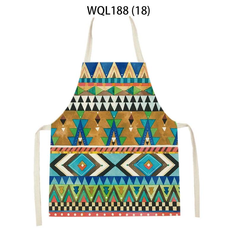 Retro Geometry Print Kitchen Apron for Woman Man Bohemia Linen Baking Aprons Adult Kids Cooking Apron Cleaning Tools Tablier