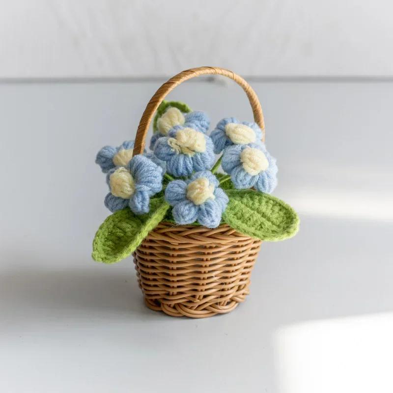 1pc Crochet Flower Cute Finished Woven Sunflowers Potted Hand-knitted Sunflowers Table Home Decor Wedding Ornament Friends Gifts