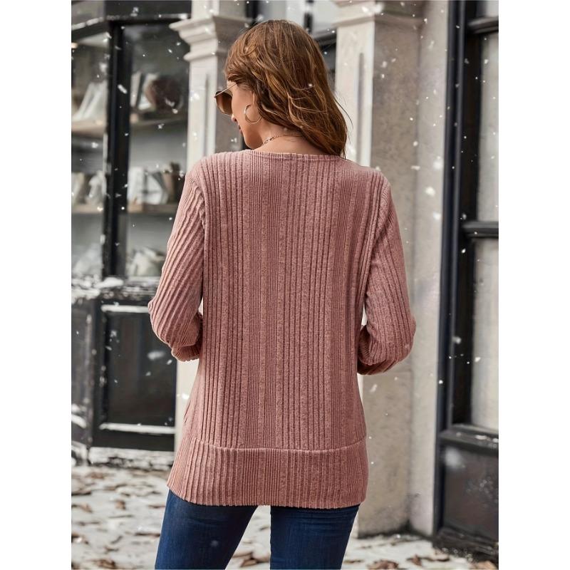 Women S Casual Loose Long Sleeve Solid Square Neck T Shirt
