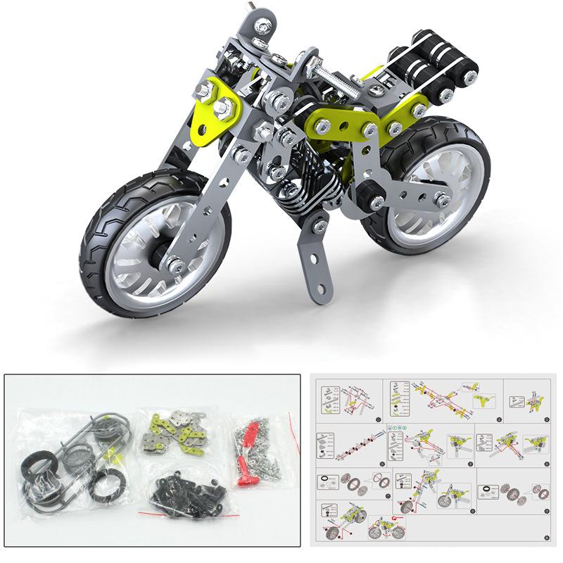 DIY Metal Assembly Engineering Car Alloy Screw Nut Assembly Building Block Forklift Motorcycle Model Children Toy Adult Gifts