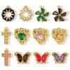 3pcs Stainless Steel Cross Charm Vintage Heart Charm Fashion Cubic Zircon Pendant  Gift