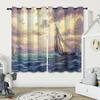 Set Of 2 Ocean Sailboat Pattern Printed Curtains Suitable Living Room Bedroom Office Sliding Window Home Decoration Made Polyester Great Treatment