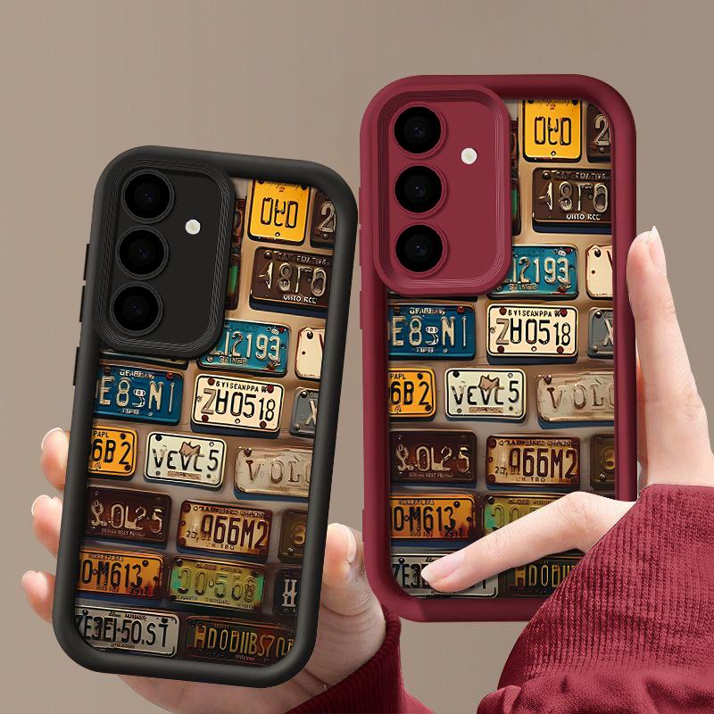 Nummernschild Druck Stoßfestes Mattes Case Für Samsung S25 Ultra S24 FE S23 A56 A36 A16 A15 A55 A35 Objektivschutz TPU Weiche Silikon Handyhülle