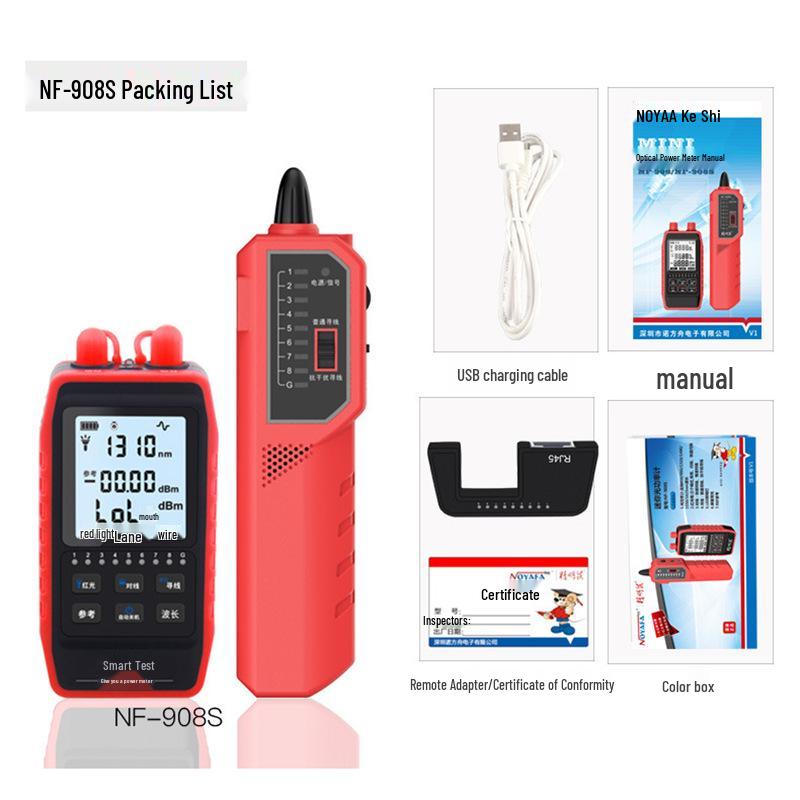 Shrew NF-908L Rechargeable Optical Power Meter & Red Light Pen Fiber Optic Test Tool