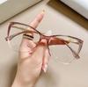New Fashion Vintage Gradient Eyeglasses for Nearsightedness Anti Blue Light Myopia Unique White Legs Cat Eye Glasses Frame