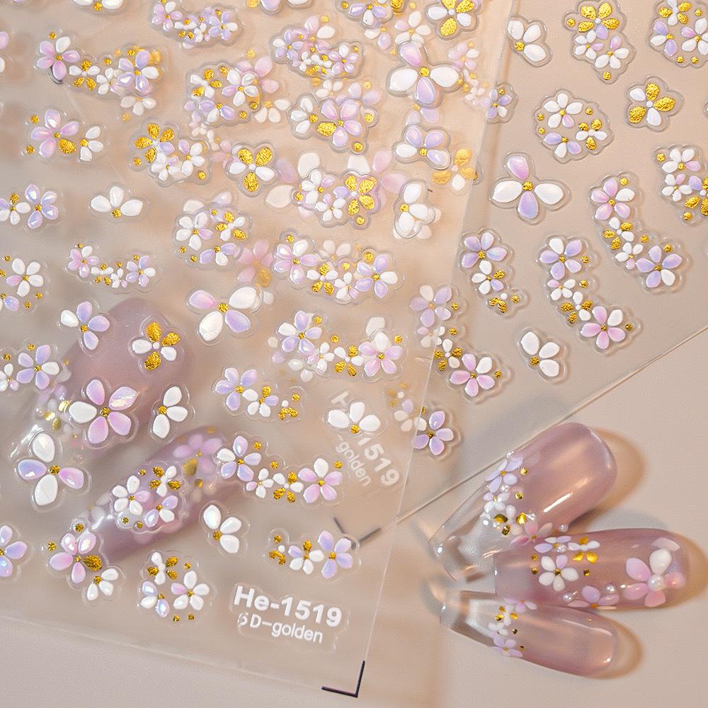 5D Embossed Flower Nail Stickers - Jelly & Lily Ice Designs