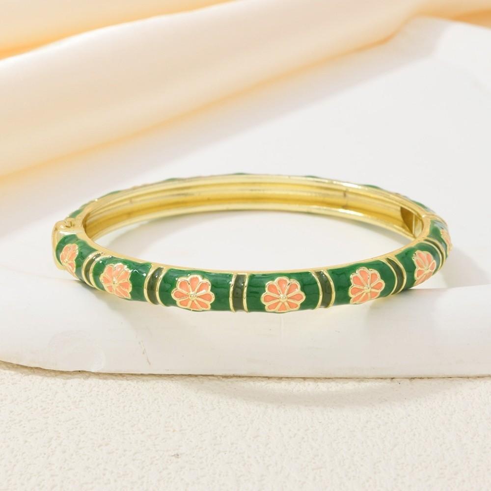 Small Petal Chinese Flower Bangle Enamel Floral Women's Hand Bracelet Jewelry Gifts