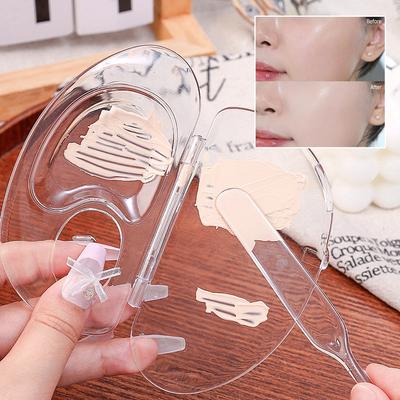 Acrylic Makeup Palette Spatula Kit Foundation Mixing Foldable Transparent Makeup Palette Nail Art Manicure Palette Makeup Tools