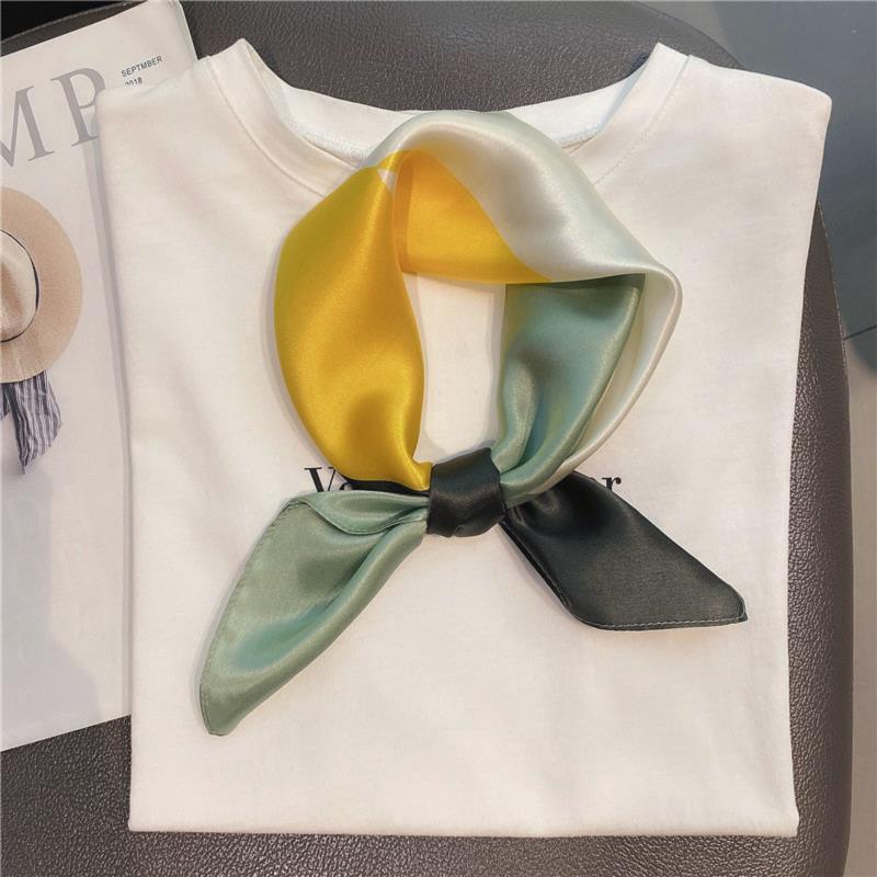 Cute polka dot silk mulberry silk scarf women's versatile small square scarf summer Korean version temperament decorative small scarf headband