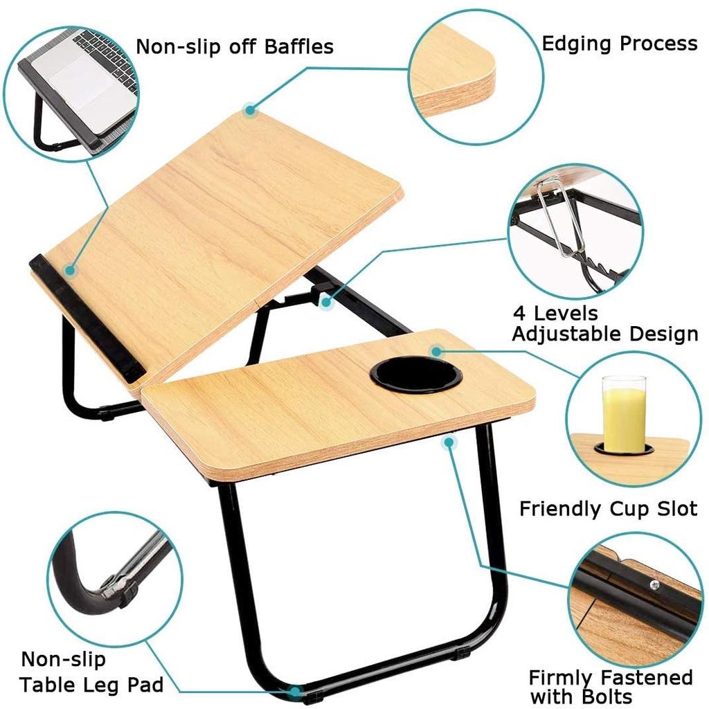 Foldable Dormitory Bed Laptop Stand Book Reading Laptop Studying Table NEW Foldable Adjustable Desk Shelf Size 55 X 32 X 25cm