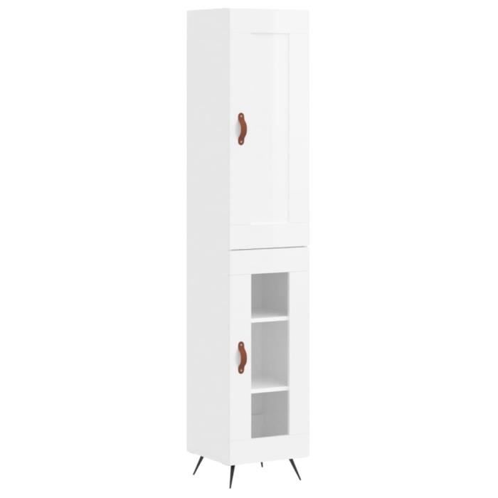 VidaXL Buffet haut Blanc brillant 34,5x34x180 cm Bois d'ingénierie 3200363