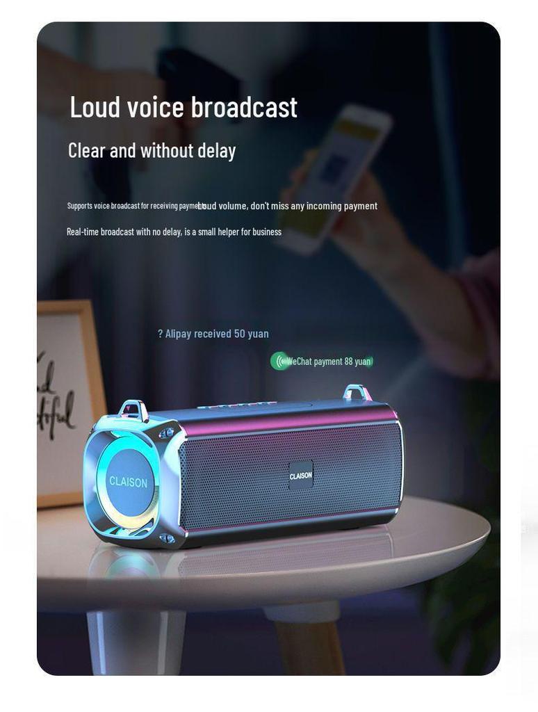 AI Smart Bluetooth Speaker T16: Dual Speakers, Large Volume, Card Slot, Long Battery Life, Subwoofer