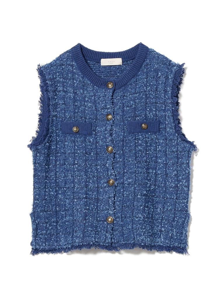B:MING LIFE STORE by BEAMS S/S Knit Vest, Tweed Knit Vest, 25SS, Women's, Blue, Free Size