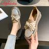 Fashion Aphixta 2025 New Luxury Crystals Bowknot Sequined Flat With Platform Shoes Loafers Couple Woman Fashion Shoes Plus Size 44