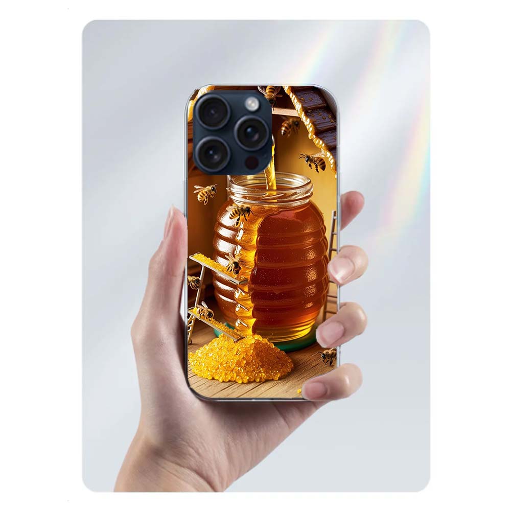 Golden Honey Dripping From Honeycomb Clear Phone Case For Iphone 17 Air 16 Pro Max 15 Pro 14 Plus 17E 16E 11 13 12 Mini Cover Ca