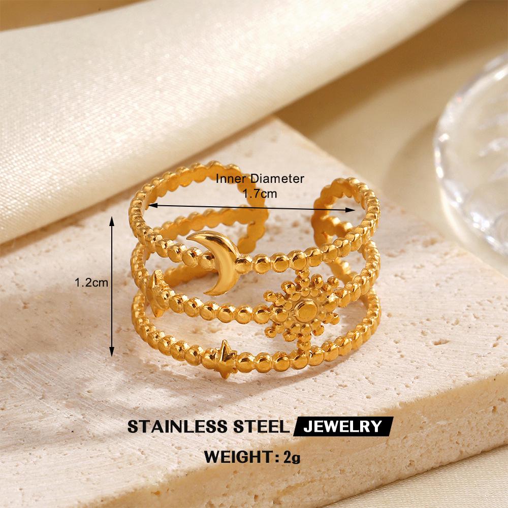 Stainless Steel Heart-Shaped Open Ring for Women - European & American Hip-Hop Style