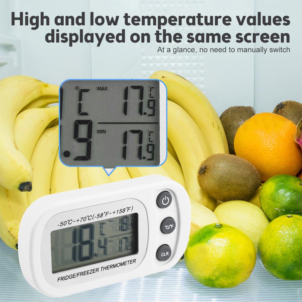 Fridge Thermometer With Hook Anti-Humidity Refrigerator Freezer Electric Digital Thermometer Temperature Monitor Lcd Display