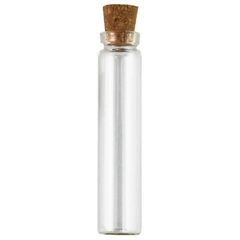 1mL Drift Bottle: Wood Stopper, Glass, Aluminum Lid – Creative Mini Wishing Bottle for Decor.