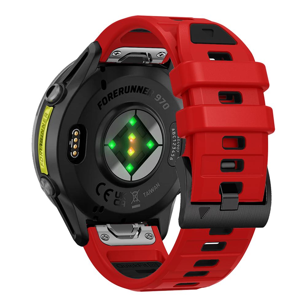 QuickFit 22mm Two-Tone Silicone Band For Garmin Forerunner 970 965 955 Solar 945 935 745 Descent G2 Fenix E Watch Strap Bracelet