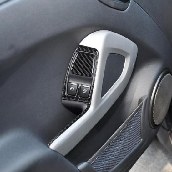 Carbon Fiber Door Window Lift Button Frame Cover For Benz Smart Fortwo 2011-2015