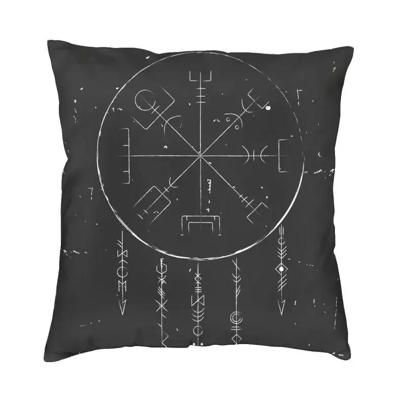 Viking Runes Thor Mjolnir Cushion Covers Soft Norse Valhalla Odin Pillow Case for Sofa Car Square Pillowcase 45cm 18Inch