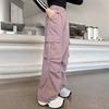 Kids Mid Rise Cargo Pants Loose Wide Leg Trousers Soft Polyester Spring Autumn Streetwear Casual Kids Pants
