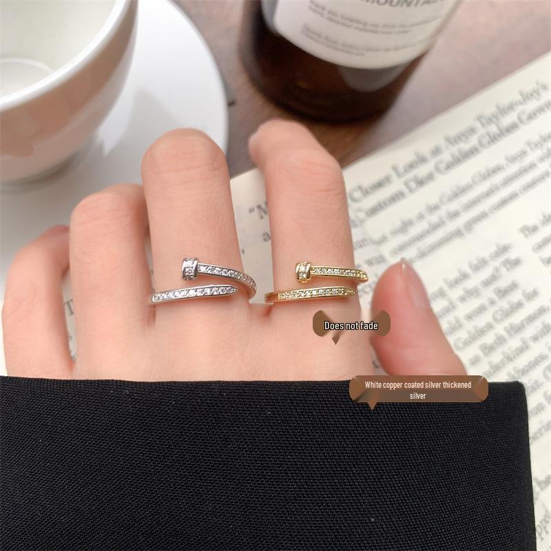Lan Zhi Gold-Plated Open Ring: Micro-Paved Elegant Women's Fashion Jewelry