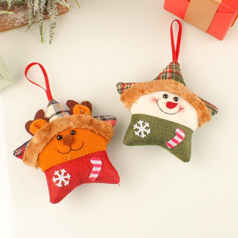 Christmas Santa Claus Elk Doll Christmas Tree Creative Decorations Pentagram Pendant Plush Toys