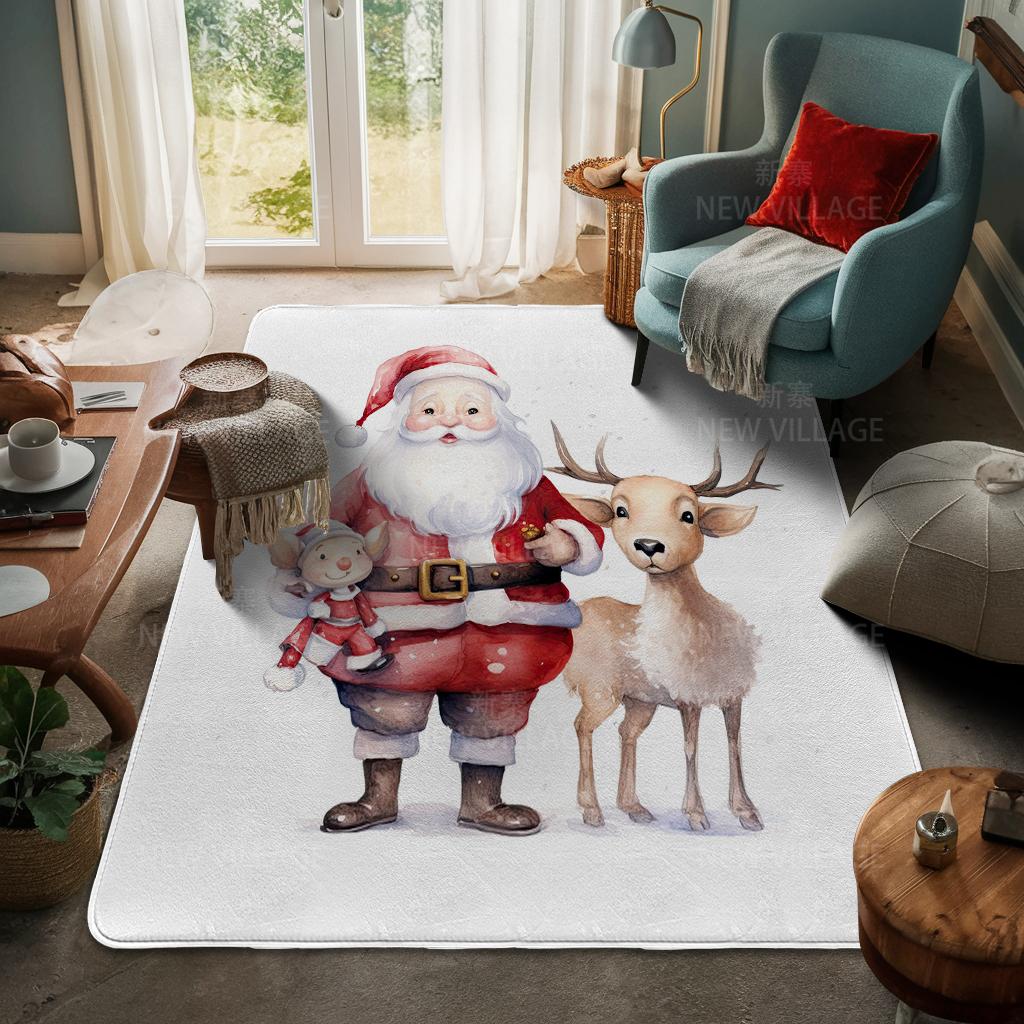 House Entrance Carpet Home Door Mat Living Room Bath Foot Bathroom Non-slip Water Absorption Rugs Bath Merry Christmas Winter