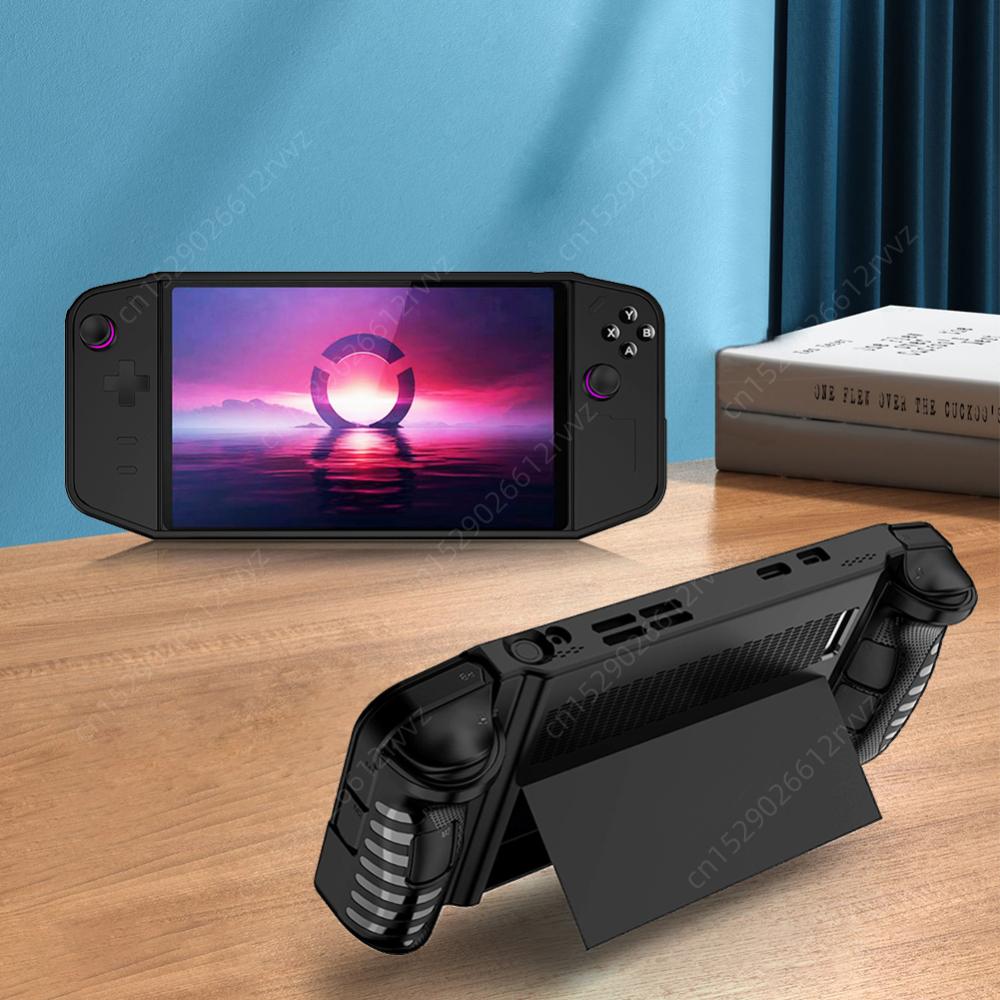 For Lenovo Legion GO TPU Protective Case Handheld Game Console Protective Cover Shockproof with Kickstand 2pcs Temperd Glass