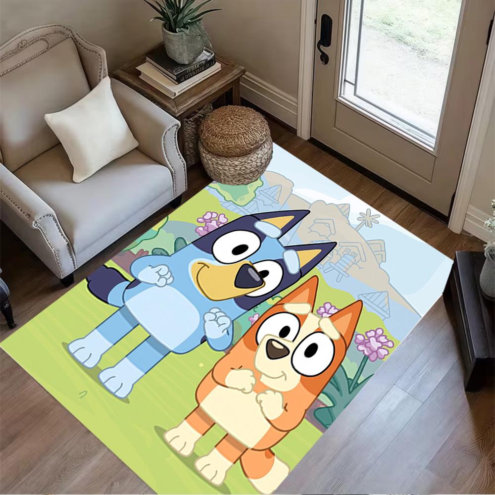 Bluey's Adventure Carpet Suitable for Dining Room Outdoor Living Rooms Dormitory Anti-slip Rug Anime Office Decor Perfect Gift for Friends & Family
